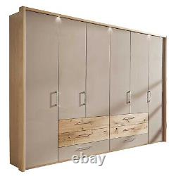 New Solid Wood Pine Extra Large Wardrobe 6 Doors With Shelves & Drawers