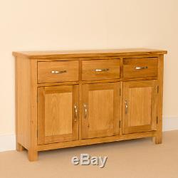 Newlyn Oak Large Sideboard / 3 Door 3 Drawer Oak Cabinet / Light Oak Cupboard