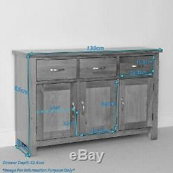 Newlyn Oak Large Sideboard / 3 Door 3 Drawer Oak Cabinet / Light Oak Cupboard
