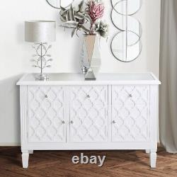 Nicky Cornell Casablanca Large White Wooden 3 Drawer 3 Door Sideboard Cabinet