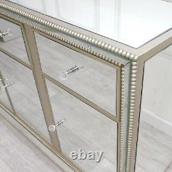 Nicky Cornell Large Gold Mirrored 3 Drawer 3 Door Sideboard Cabinet