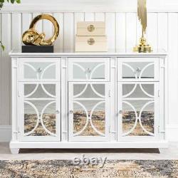 Nicky Cornell Large White Mirrored Wooden 3 Door Sideboard Cabinet 3 Drawer