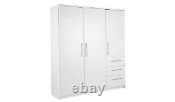 Normandy 3 Door 3 Drawer Extra Large Wardrobe White