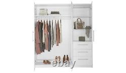 Normandy 3 Door 3 Drawer Extra Large Wardrobe White