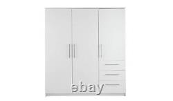 Normandy 3 Door 3 Drawer Extra Large Wardrobe White