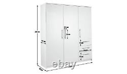 Normandy 3 Door 3 Drawer Extra Large Wardrobe White