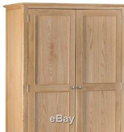 Normandy Oak 2 Door 1 Drawer Wardrobe / Oak Double Robe / Large Double Wardrobe