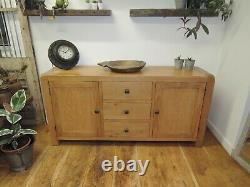 North American Oak Lrg 3 Drawer 2 Door Sideboard Width 165cm Adjustable Shelves