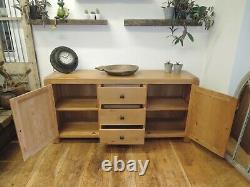 North American Oak Lrg 3 Drawer 2 Door Sideboard Width 165cm Adjustable Shelves