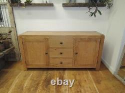 North American Oak Lrg 3 Drawer 2 Door Sideboard Width 165cm Adjustable Shelves