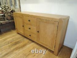 North American Oak Lrg 3 Drawer 2 Door Sideboard Width 165cm Adjustable Shelves