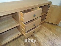 North American Oak Lrg 3 Drawer 2 Door Sideboard Width 165cm Adjustable Shelves