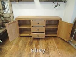 North American Oak Lrg 3 Drawer 2 Door Sideboard Width 165cm Adjustable Shelves