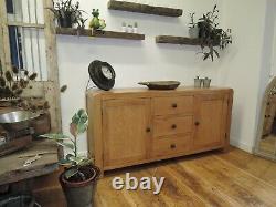 North American Oak Lrg 3 Drawer 2 Door Sideboard Width 165cm Adjustable Shelves