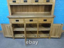 Oak Furniture Land / Large / Solid Oak Welsh Dresser / 7dovetailed Drawers 3door