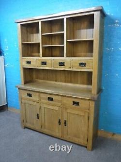 Oak Furniture Land / Large / Solid Oak Welsh Dresser / 7dovetailed Drawers 3door