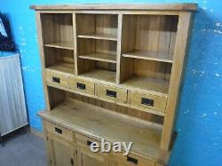 Oak Furniture Land / Large / Solid Oak Welsh Dresser / 7dovetailed Drawers 3door