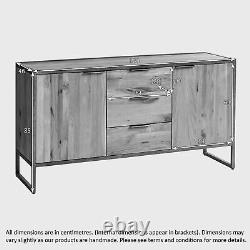Oak Furnitureland Large Sideboard Brooklyn Natural Solid Oak Metal RRP £449.99