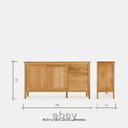 Oak Furnitureland Large Sideboard Storage Copenhagen Natural Solid Oak RRP £444