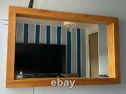 Oak Large Sideboard, 3 Door Wood Cupboard, 3 Drawer Storage Cabinet & Large Mirror