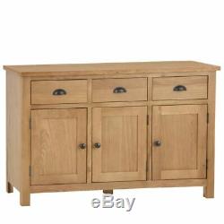 Oak Large Sideboard 3 Door Wood Cupboard Dovedale 3 Drawer Storage Cabinet