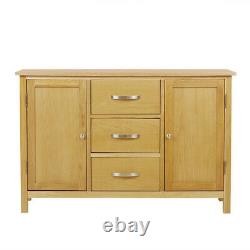 Oak Large Sideboard Cabinet 2 Door Chest of 3 Drawer Storage Cupboard Livingroom