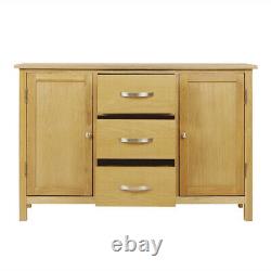 Oak Large Sideboard Cabinet 2 Door Chest of 3 Drawer Storage Cupboard Livingroom