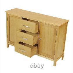 Oak Large Sideboard Cabinet 2 Door Chest of 3 Drawer Storage Cupboard Livingroom