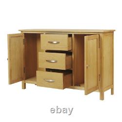 Oak Large Sideboard Cabinet 2 Door Chest of 3 Drawer Storage Cupboard Livingroom