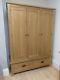 Oak Large Wide Wardrobe / 3 Door Triple Drawers / Rustic Oak Bedroom Furniture