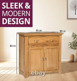 Oak Sideboard, Solid Wooden Small Cabinet, Kitchen Cupboard with Large Drawer