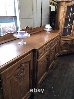 Oak Vintage French Louis XV Style 4 Door/2 Drawer Large Sideboard