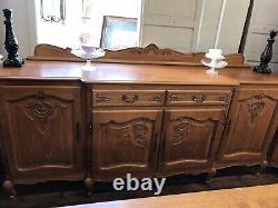 Oak Vintage French Louis XV Style 4 Door/2 Drawer Large Sideboard