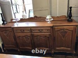 Oak Vintage French Louis XV Style 4 Door/2 Drawer Large Sideboard