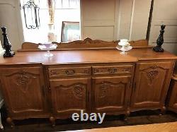 Oak Vintage French Louis XV Style 4 Door/2 Drawer Large Sideboard