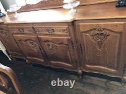 Oak Vintage French Louis XV Style 4 Door/2 Drawer Large Sideboard