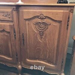 Oak Vintage French Louis XV Style 4 Door/2 Drawer Large Sideboard