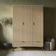 Oak and Gold Ribbed 3 Door Wardrobe with 2 Drawers Valencia VLC016