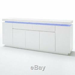 Odessa Large Sideboard 2 Drawer 5 Door Gloss White With LED