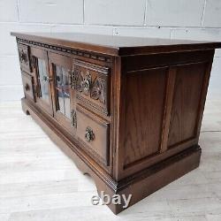 Old Charm Oak TV Stand 4 Drawers 2 Doors Media Cabinet Excellent Condition