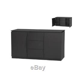 Orb Modern Black Large sideboard 3 Drawers 2 Doors inner shelves