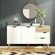 Oslo Retro Spindle Style Sideboard Wide Large 3 Drawers 2 Doors in White and Oak