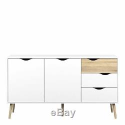 Oslo Sideboard Large 3 Drawers 2 Door in White and Oak