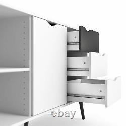 Oslo Sideboard Large 3 Drawers 2 Doors in White and Black Matt White and Bla