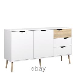 Oslo Sideboard Large 3 Drawers 2 Doors in White and Oak