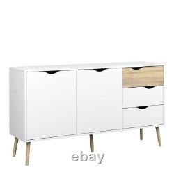 Oslo Sideboard Large 3 Drawers 2 Doors in White and Oak