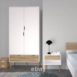 Oslo Wardrobe 2 Doors 2 Drawers In White And Oak Large Bedroom Wardrobes Closet