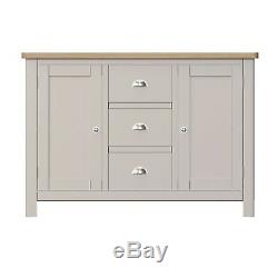 Oxford Grey Painted Large Sideboard / Solid Wood 2 Door 3 Drawer Cabinet