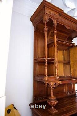 Pair Of Large Antiqe Carved Walnut Cabinets / Cupboards C. 1890