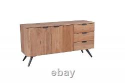 Palasi Large 2 Door 3 Drawer Solid Sheesham and Steel Sideboard